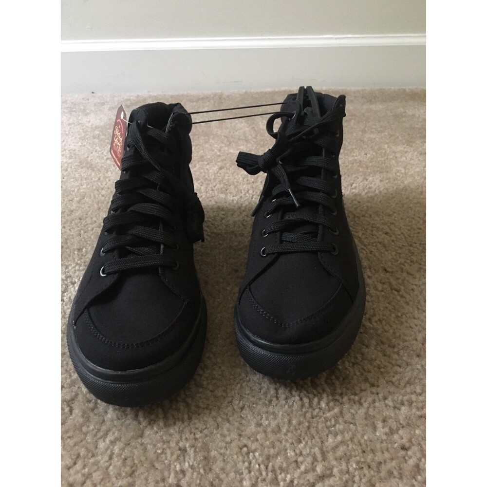 Faded Glory Womens Black Canvas High Top Lace Up Sneakers Shoes Memory Foam